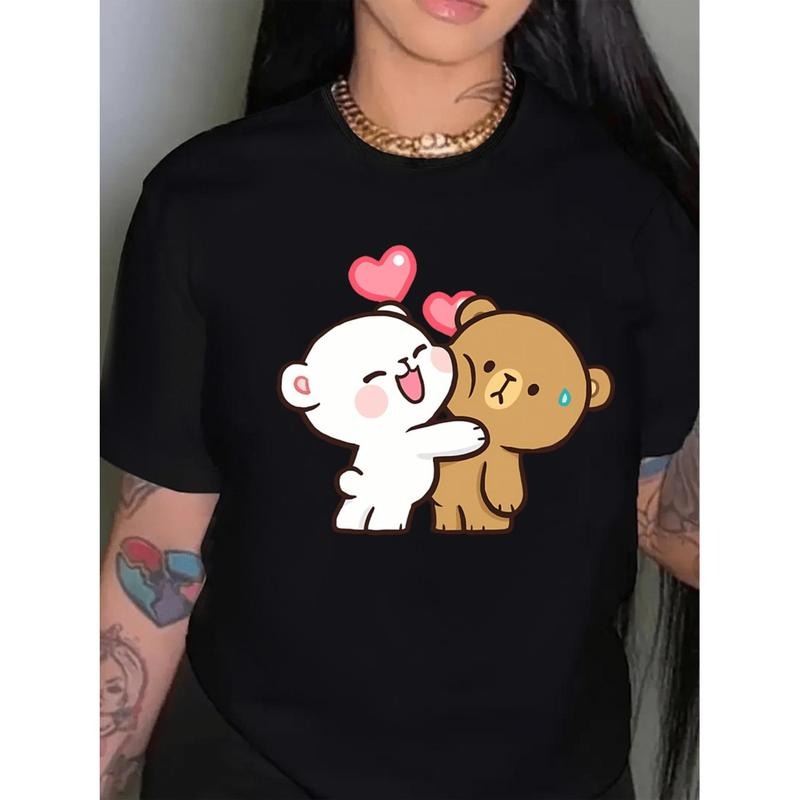 Valentines Day Special Edition Cute Bear Womens Round Neck Casual Sports T-Shirt For All Seasons Hoodie, Sweatshirt