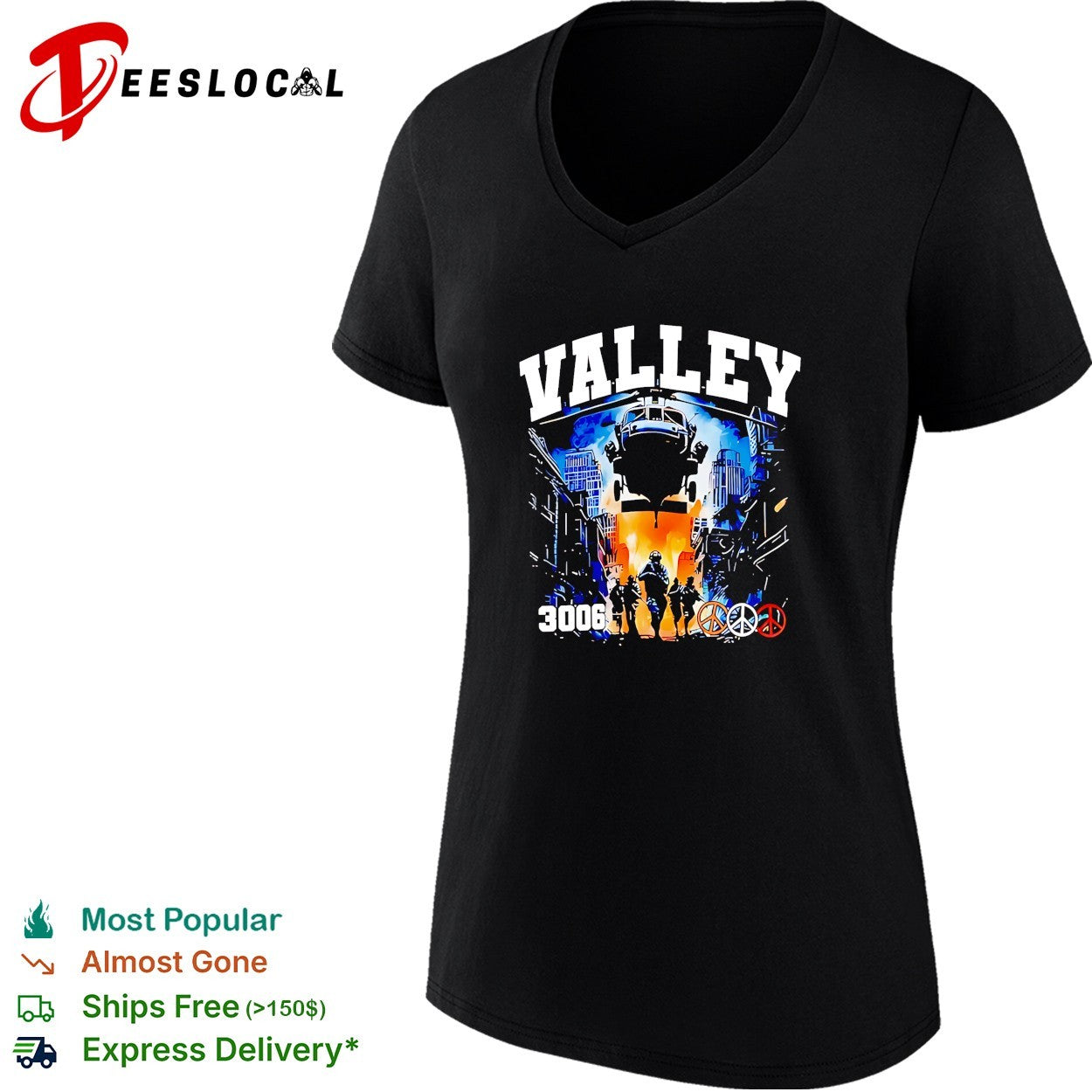Valley 3006 peace squad graphic shirt
