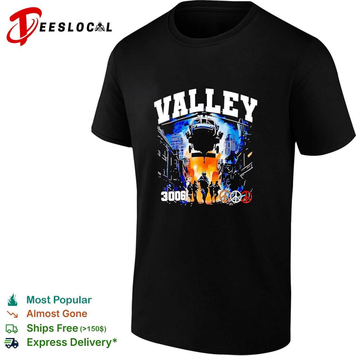Valley 3006 peace squad graphic shirt