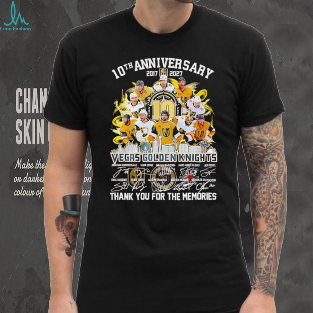 Vegas Golden Knights 10th Anniversary Player Signatures T Shirt