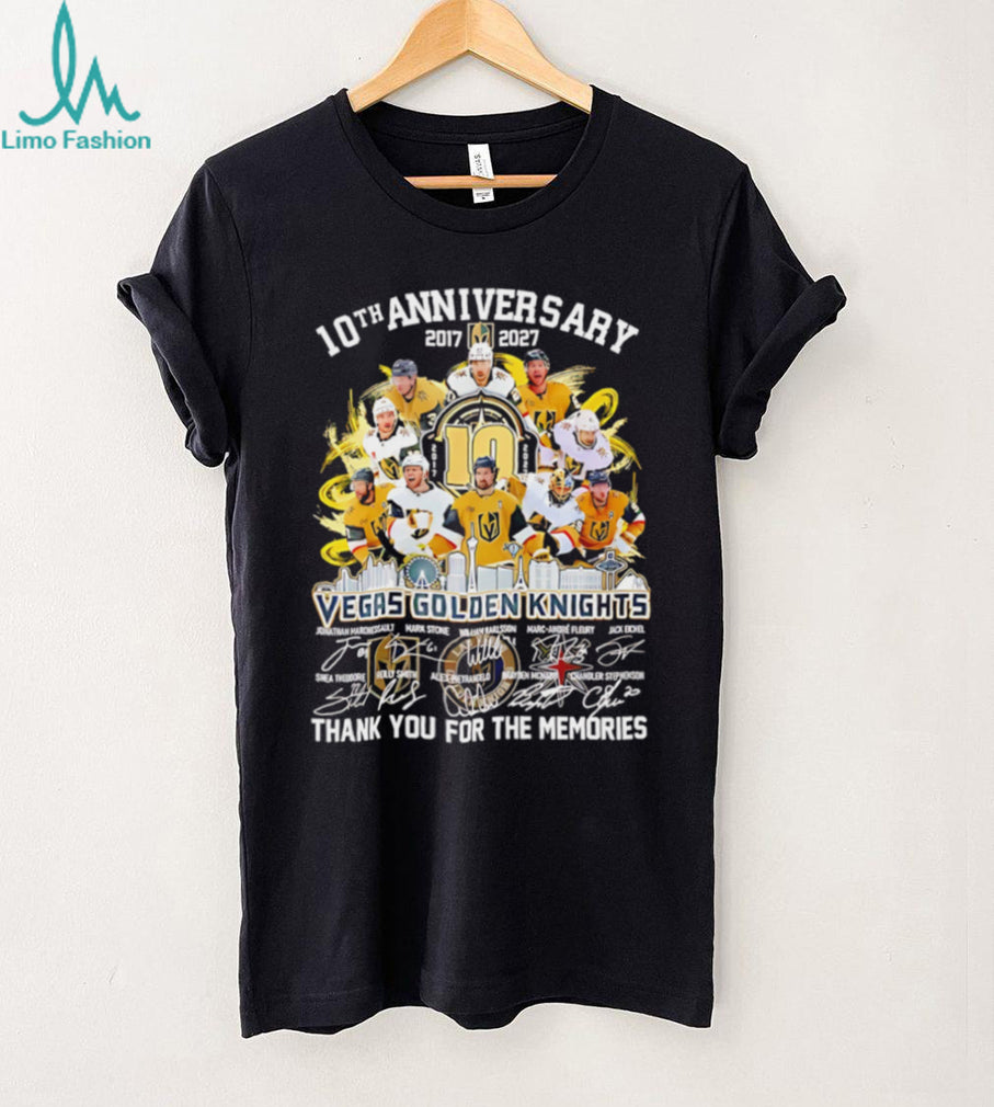 Vegas Golden Knights 10th Anniversary Player Signatures T Shirt