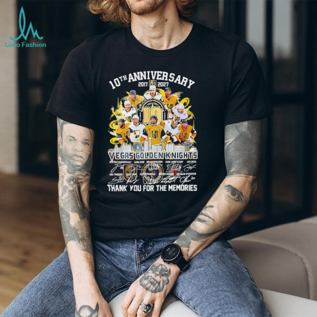 Vegas Golden Knights 10th Anniversary Player Signatures T Shirt