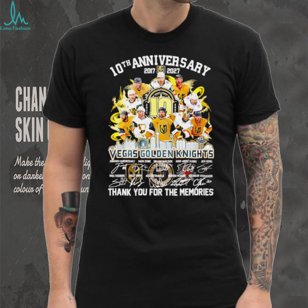 Vegas Golden Knights 10th Anniversary Team Signature Tribute T Shirt
