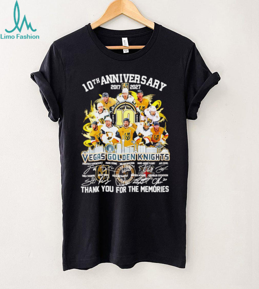 Vegas Golden Knights 10th Anniversary Team Signature Tribute T Shirt