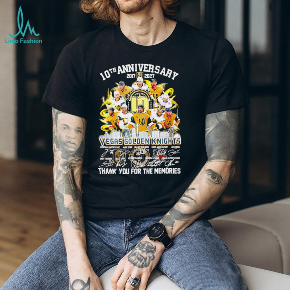 Vegas Golden Knights 10th Anniversary Team Signature Tribute T Shirt
