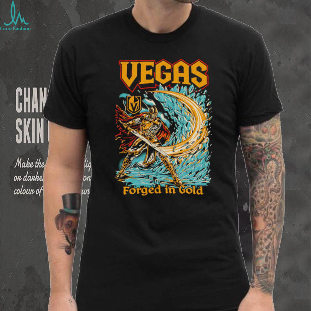 Vegas Golden Knights Forged In Gold Knight Warrior Hockey T Shirt