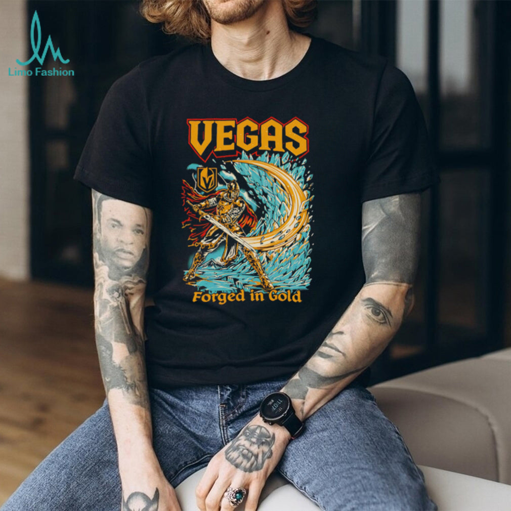 Vegas Golden Knights Forged In Gold Knight Warrior Hockey T Shirt