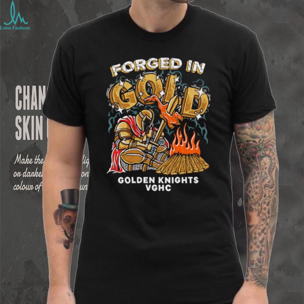 Vegas Golden Knights Forged In Gold Mascot Graphic Sports T Shirt