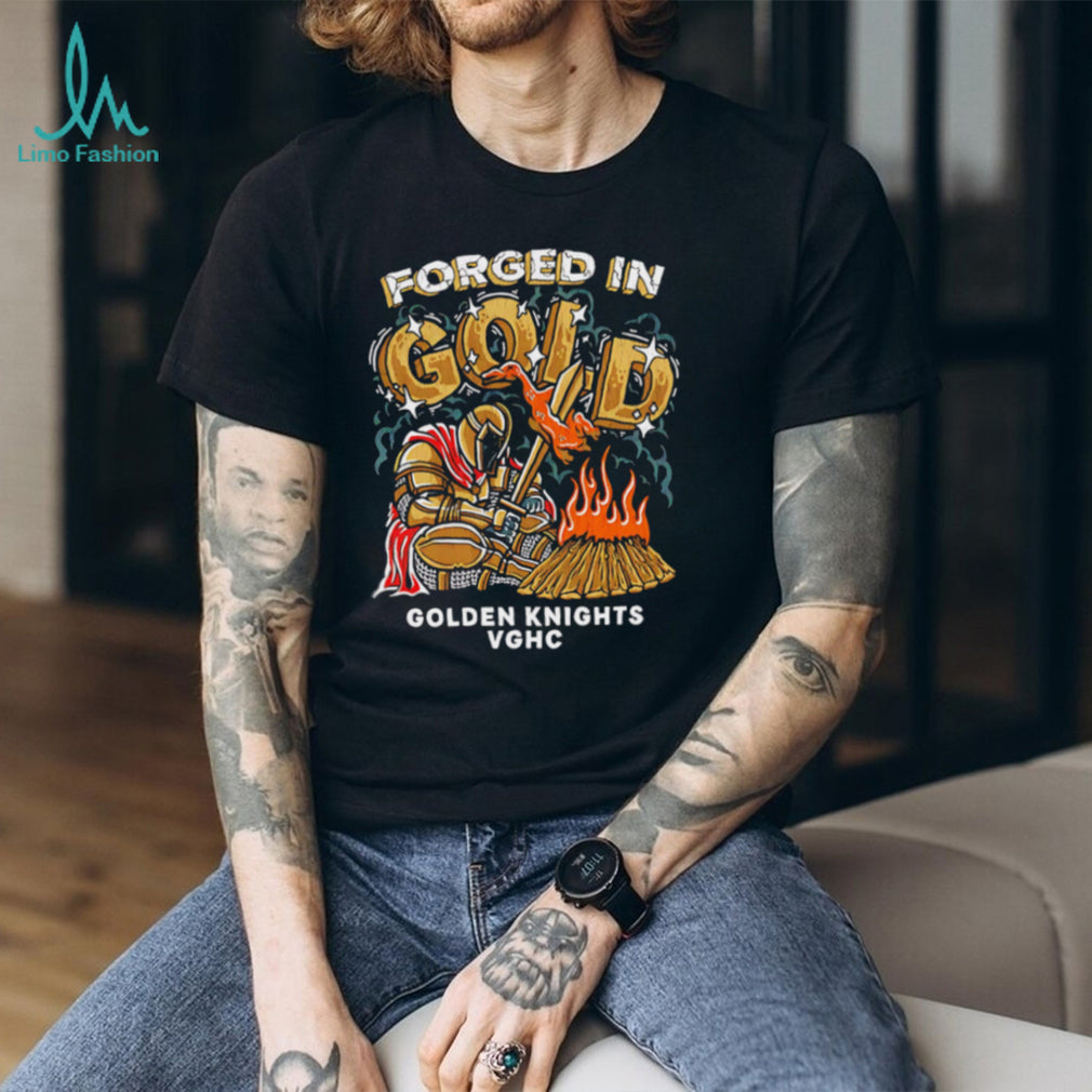 Vegas Golden Knights Forged In Gold Mascot Graphic Sports T Shirt