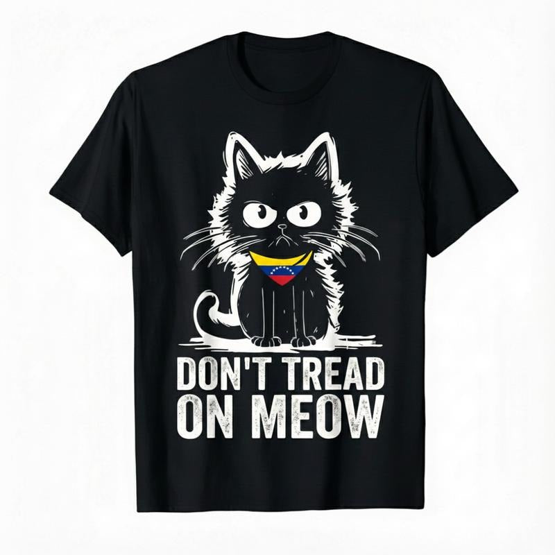 Venezuela Flag Cat T-Shirt "Don't Tread On Meow" Funny Graphic Tee Patriotic Venezuelan Pride Apparel Unisex Premium...