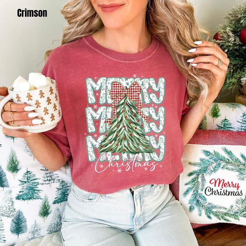 Very Merry Tree Comfort Colors T-Shirt 'NLB' Hoodie, Sweatshirt | PodTeesHub.com