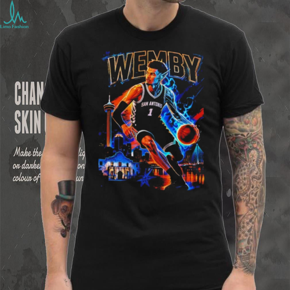 Victor Wembanyama Wemby San Antonio Neon Skyline Basketball T Shirt