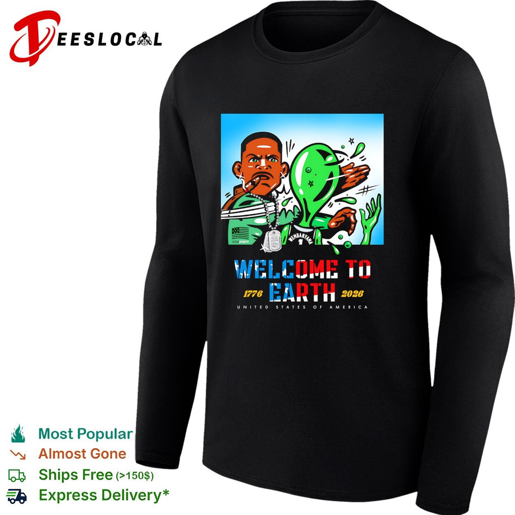 Victor Wembanyama punching alien welcome to Earth USA 1776 2026 shirt