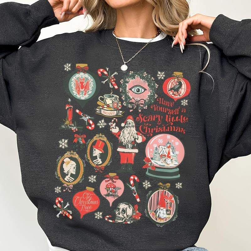 Victorian Gothic Christmas Fleece Sweatshirt for Women, Dark Holiday Shirt, Vintage Xmas Gift Idea for Her Hoodie