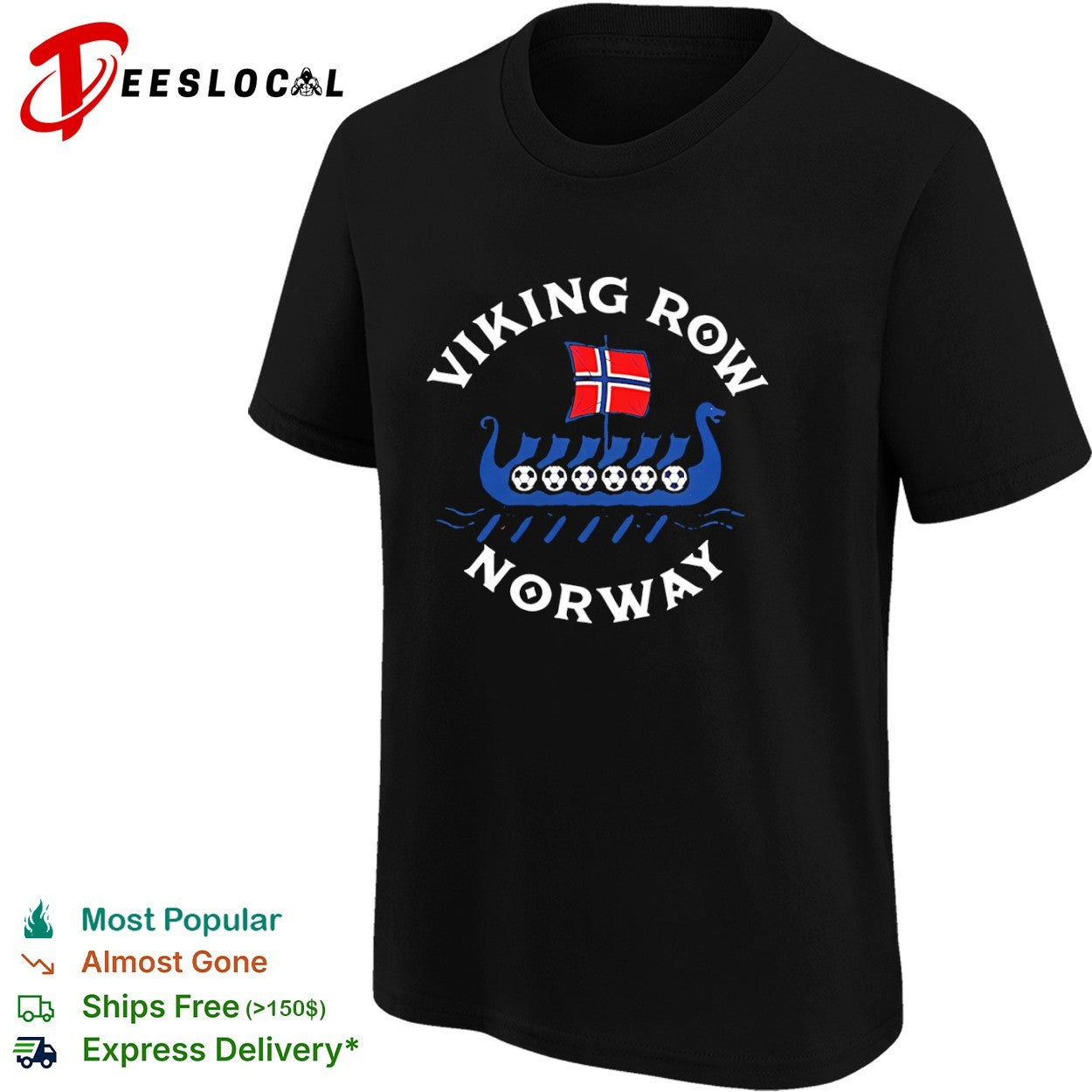 Viking Row Norway soccer boat Viking ship sport flag shirt
