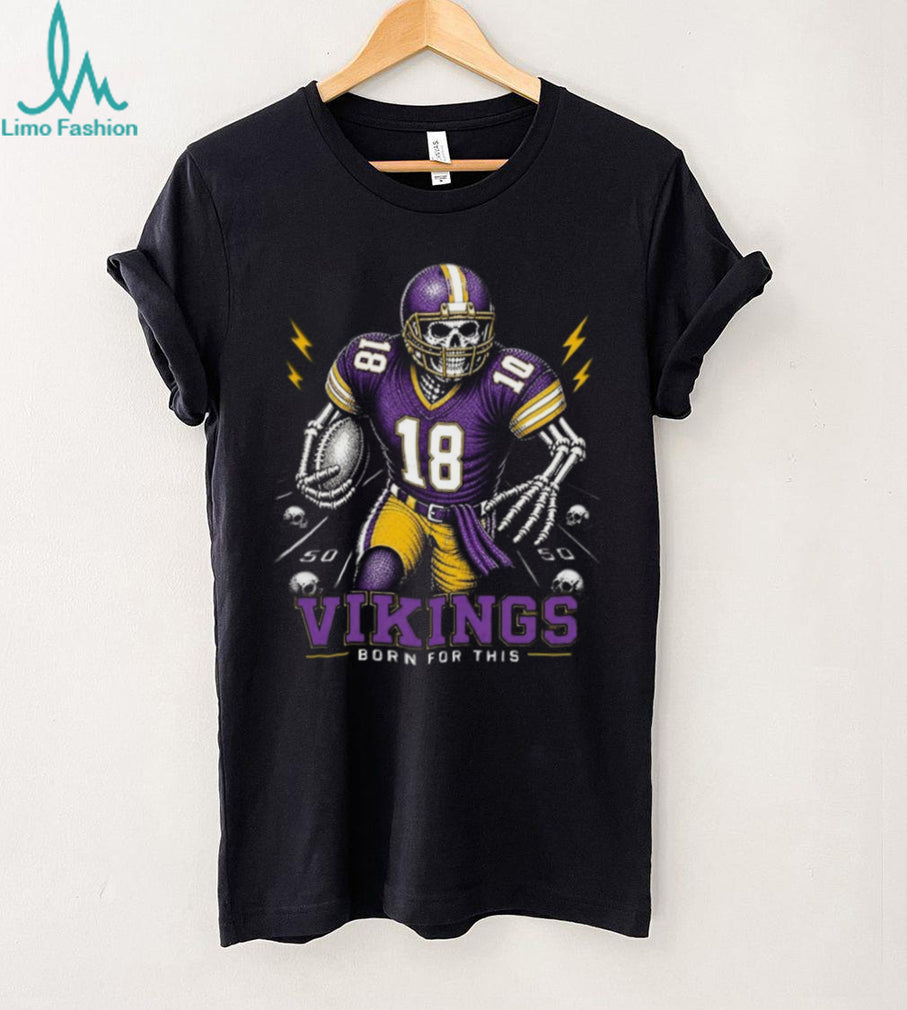 Vikings Football Skull Born For This Retro Vintage Game Day Gift Fans Men Women Shirt