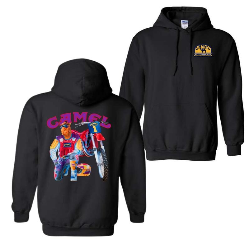 Vintage 1993 Camel Supercross Menswear Hoodie, Sweatshirt, and T-Shirt - Classic Short Sleeve Cotton Design | PodTeesHub.com