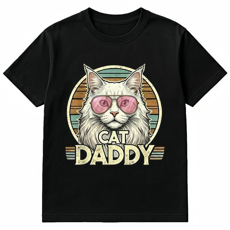 Vintage 70s 80s Style Cat Daddy Shirt Cool Maine Coon Sunglasses Graphic Tee Aesthetic Streetwear T-Shirt Unisex Summer...