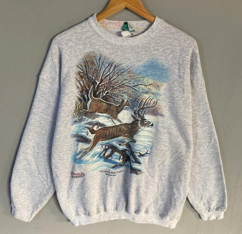 Vintage 90s Whitetail Deer Sweatshirt, Deer Stag Wilderness Sweatshirt, Deer Stag Wilderness Sweater, Deer Stag...