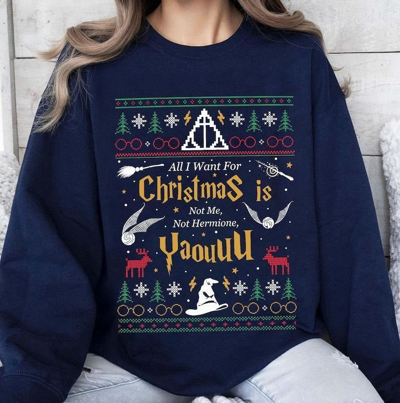 Vintage All I Want for Christmas Is Not Me Ugly Sweatshirt, Yaou Ugly Christmas Sweater, Funny Women Xmas Sweatshirt,...