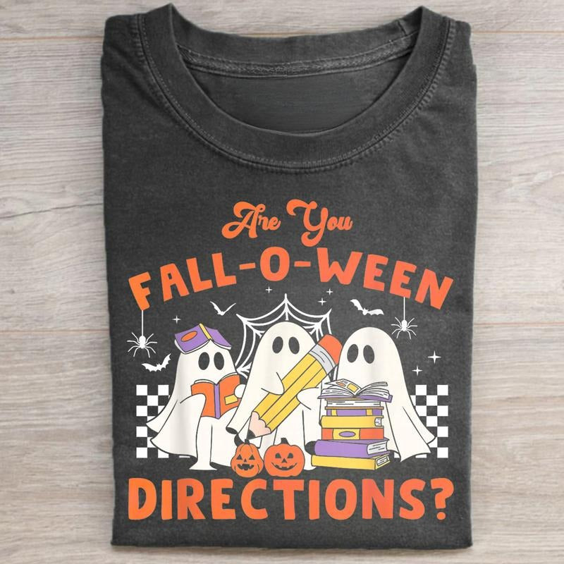 Vintage Are You Falloween Directions Graphic Tee - Teacher Halloween Shirt - Funny Halloween Shirt - Spooky Season -...