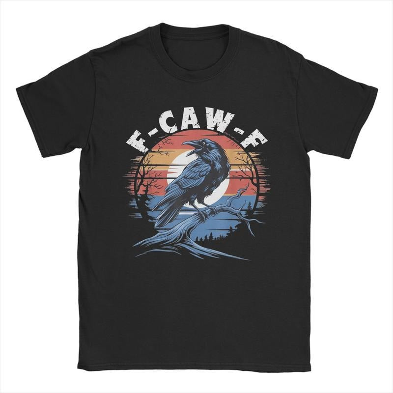Vintage Black Crow F Caw F Funny Black Bird Lover T-Shirt Man Woman, Crewneck Cotton T Shirts, Soft Crew Neck Short...