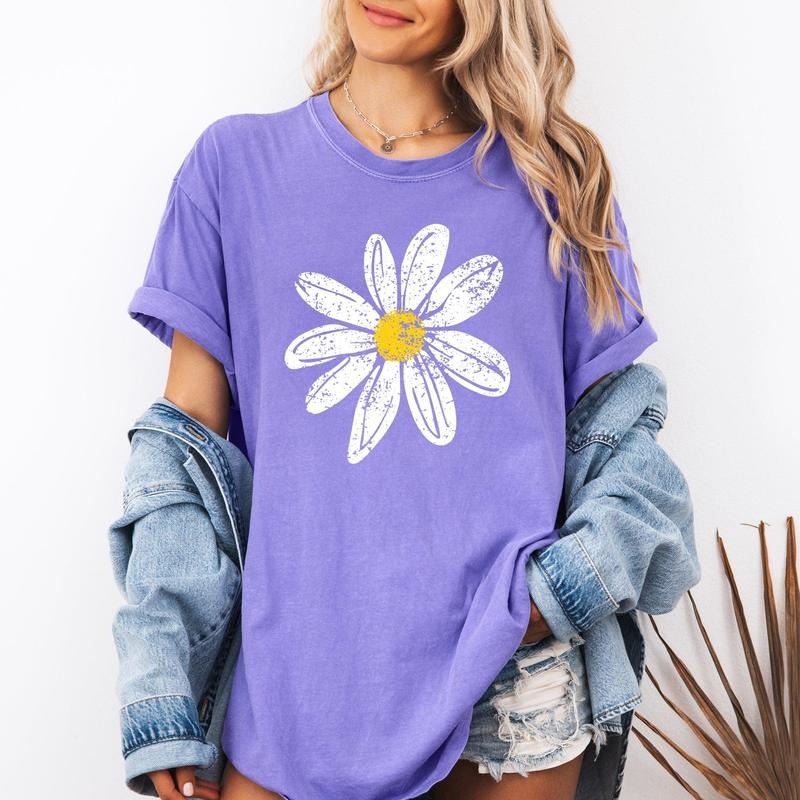 Vintage Daisy, Retro, Summer, Flowers, Floral, Comfort Colors T-Shirt, Women's Comfort Colors Tee Hoodie, Sweatshirt
