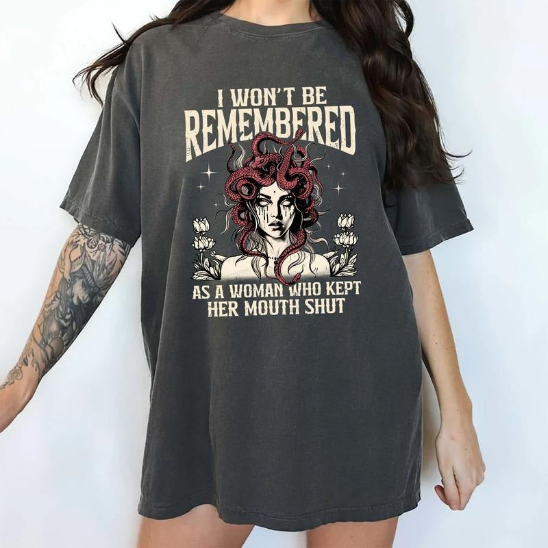 Vintage Feminist Comfort Colors Shirt, Anti-Patriarchy T-shirt, Retro I Won't Be Remembered As A Woman Who Kept Her Mouth...