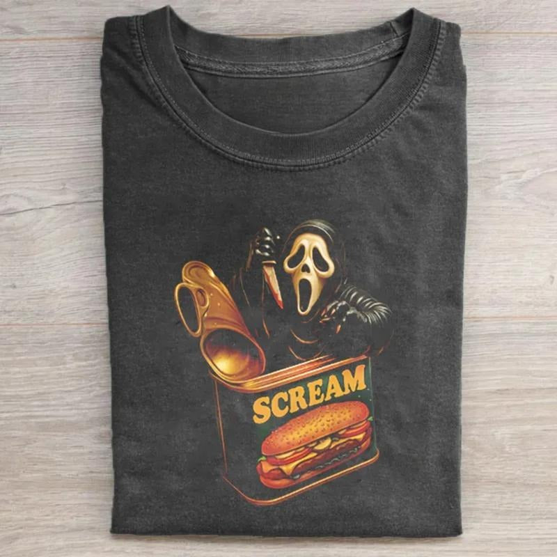 Vintage Funny Ghostface in Spam Can Graphic Tee - Scream Movie Shirt - Halloween Horror Movie Shirt - Cute Halloween Art...