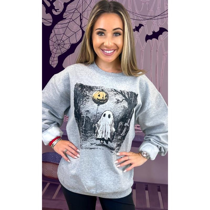Vintage Ghost Balloon Halloween Graphic Sweatshirt T-Shirts, Hoodie | PodTeesHub.com