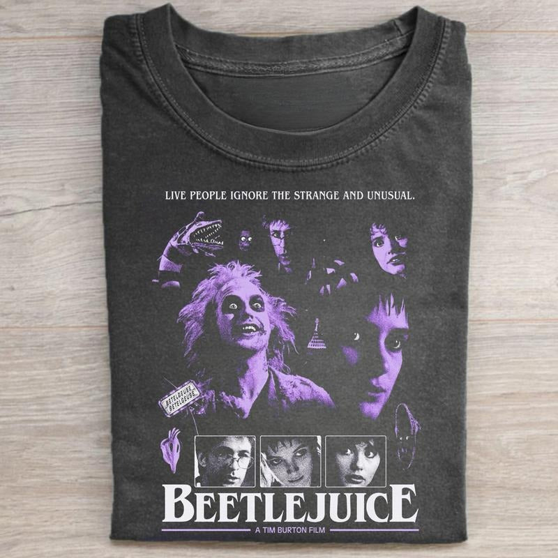 Vintage Live People Ignore The Strange and Unusual Graphic Tee - Beetlejuice Movie Shirt - Horror Movie Shirt - Halloween...