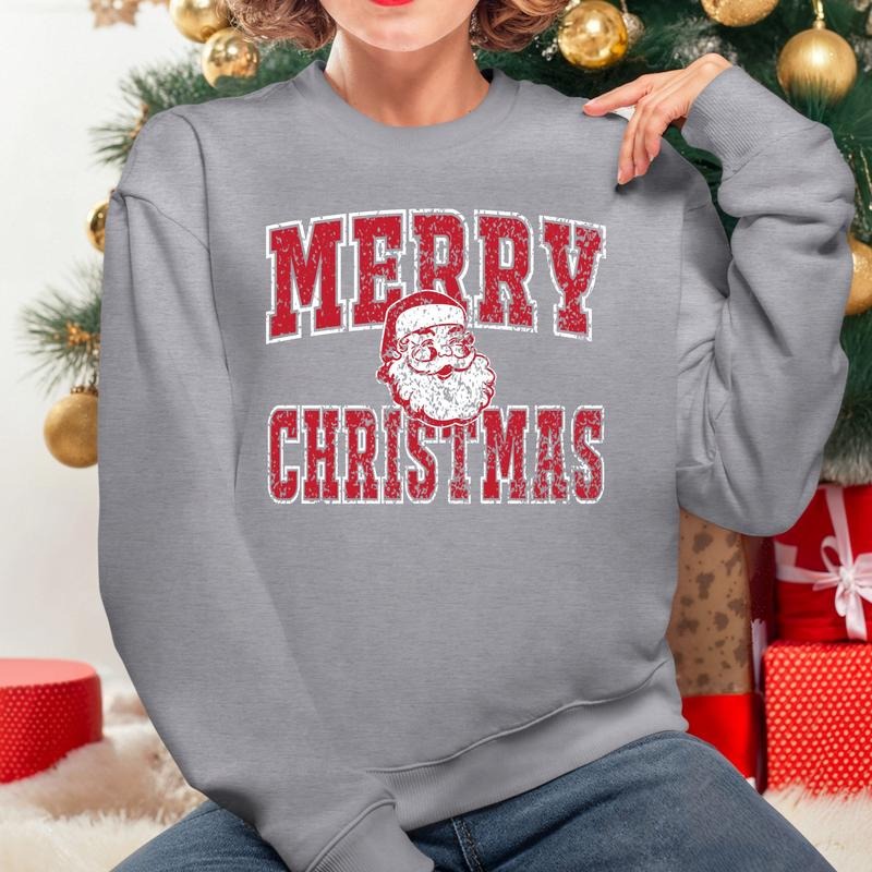 Vintage Merry Christmas Santa Christmas Sweatshirt Vintage Comfy Christmas Sweatshirt Santa T-Shirts, Hoodie | PodTeesHub.com