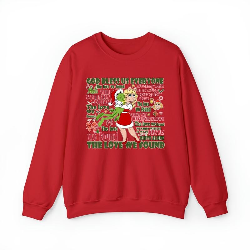 Vintage Muppet Christmas Shirt, God Bless Us Shirt, The Love We Found Sweatshirt, Kemit And Piggy Shirt, Xmas Gift For...