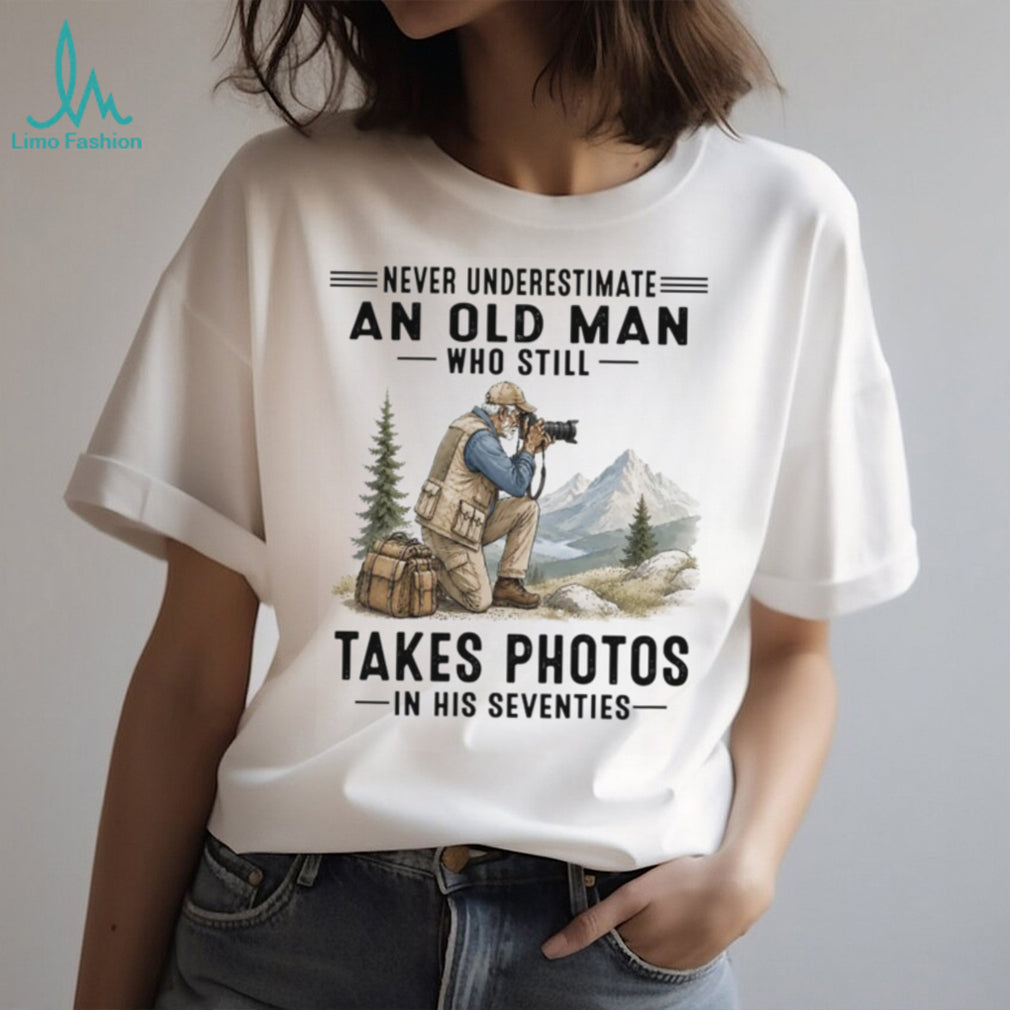 Vintage Photographer Old Man Takes Photos Seventies Landscape Photography Hobbyist Gift Shirt