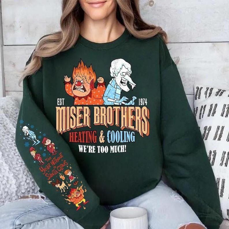 Vintage Retro Miser Brothers Heaating Christmas Movie Sweatshirt, We're Too Much Shirt, Christmas Holiday Gifts, ...