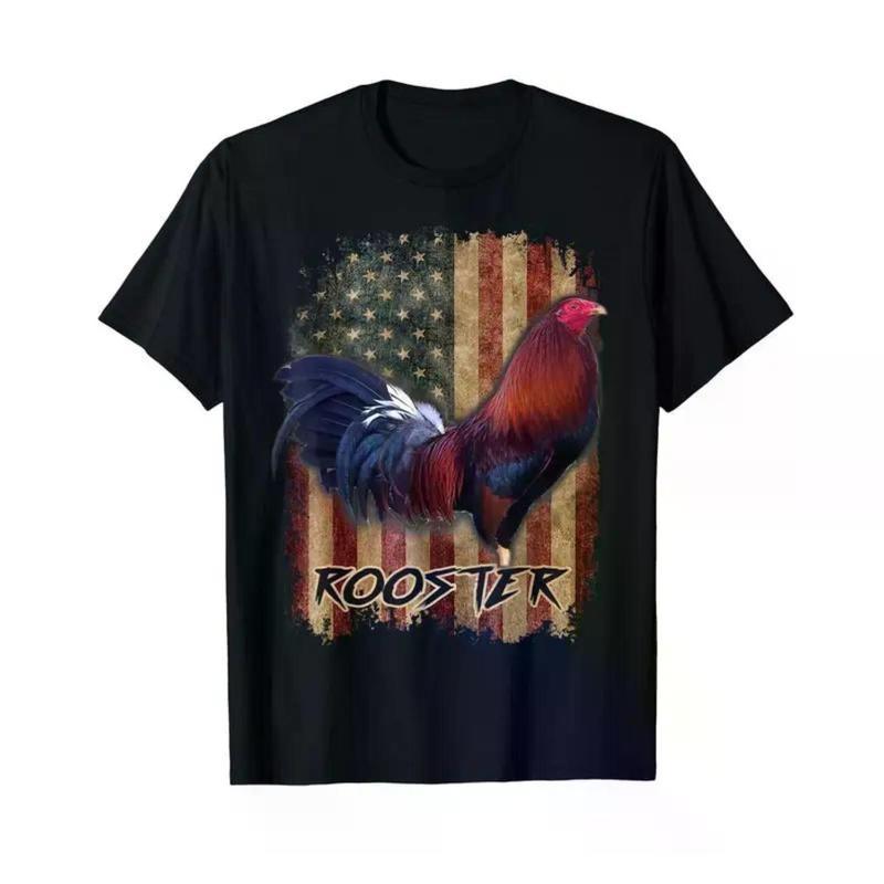 Vintage Rooster Graphic Tee Celebrating Cock Fighting with American Flag Design Hoodie, Sweatshirt | PodTeesHub.com