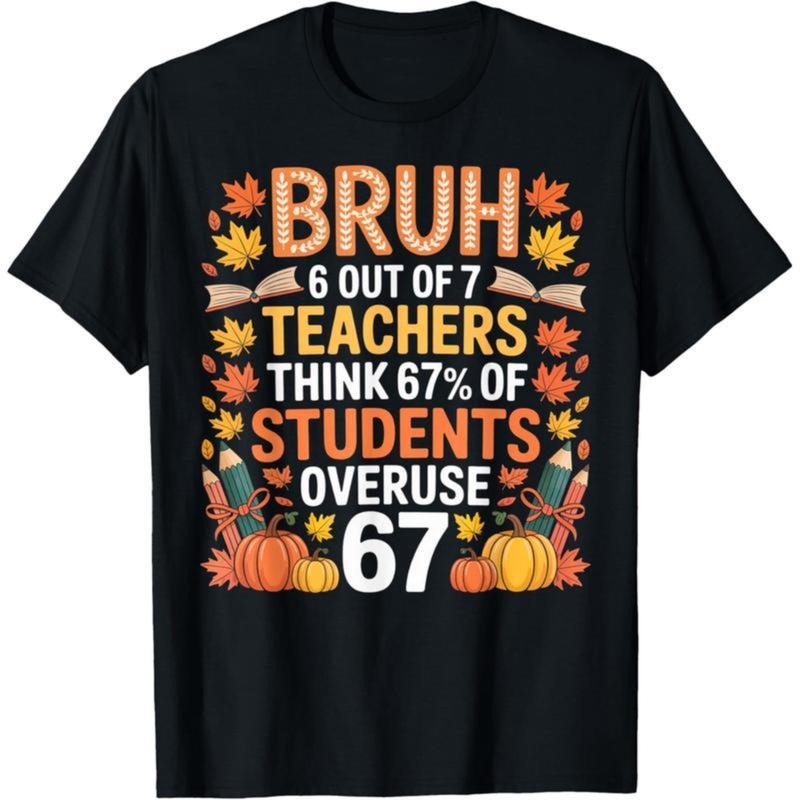 Vintage Tee Men 6 Out of 7 Teachers Think 67% of Students Overuse 67 Thanksgiving T-Shirt Hoodie, Sweatshirt | PodTeesHub.com
