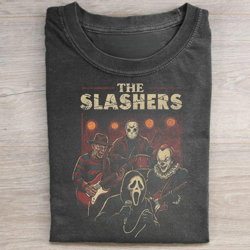 Vintage The Slashers Band Graphic Tee - Ghostface, Pennywise, Freddy Krueger, Jason Voorhees Shirt - Scream Movie Shirt -...
