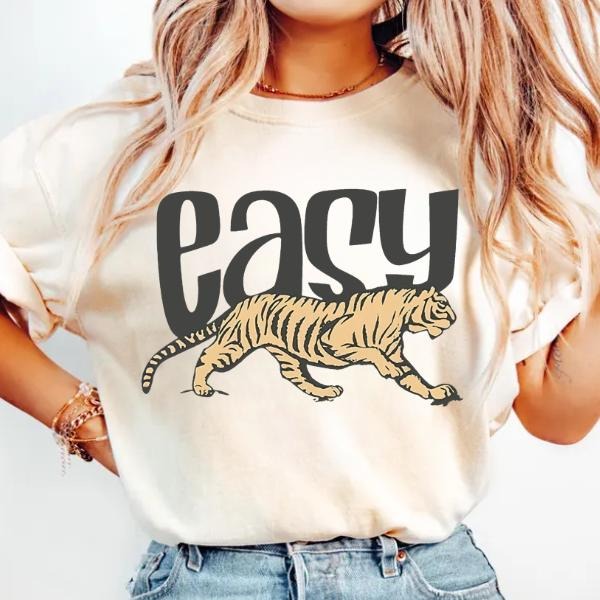 Vintage Tiger Easy Tiger Shirt, 90s Style Shirt, Y2K Fashion Cool Graphic T-Shirt Hoodie, Sweatshirt | PodTeesHub.com