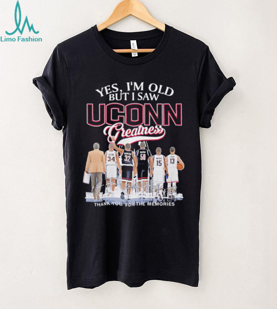 Vintage UConn Huskies Basketball Greatness Team Signatures T Shirt