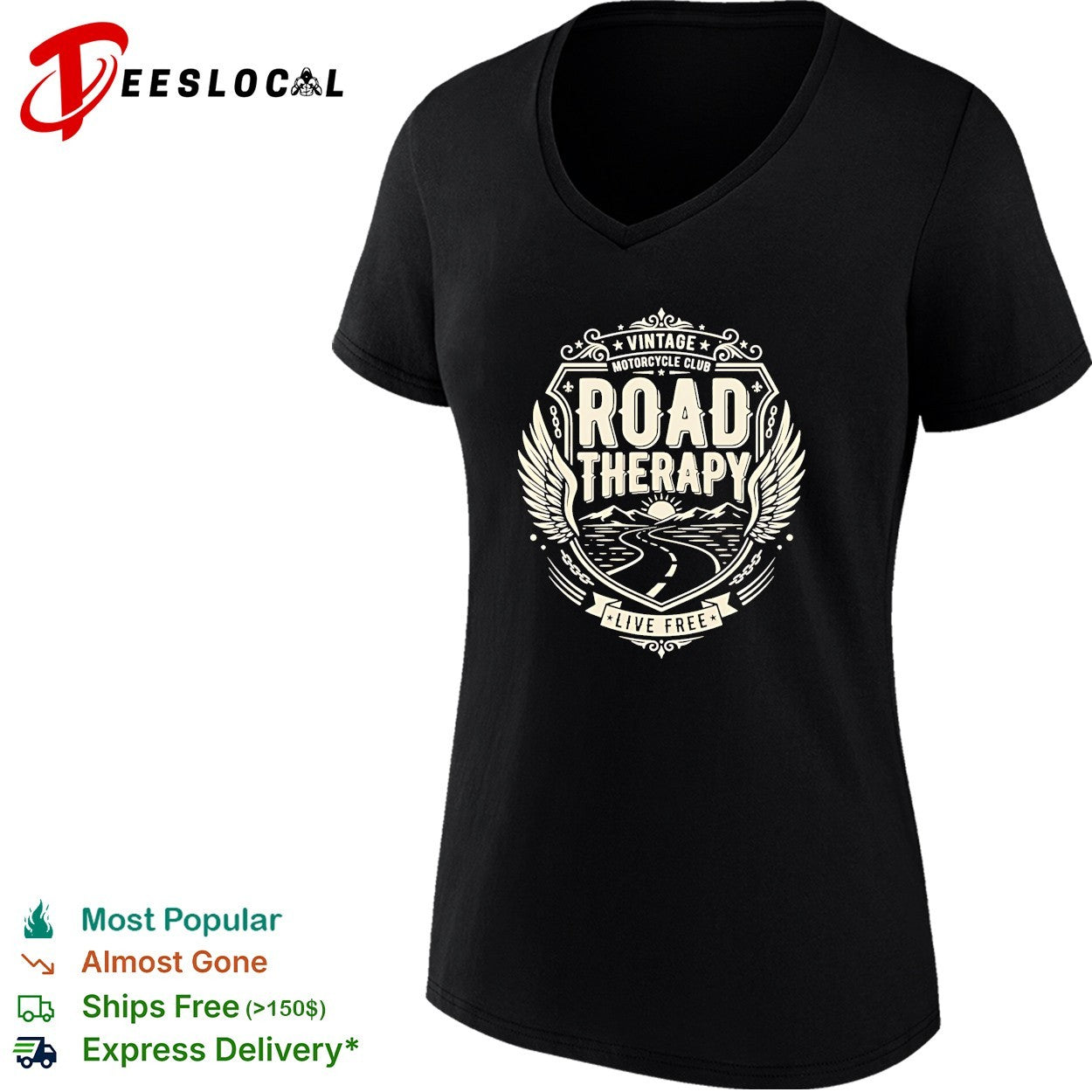 Vintage motorcycle club road therapy live free vintage shirt