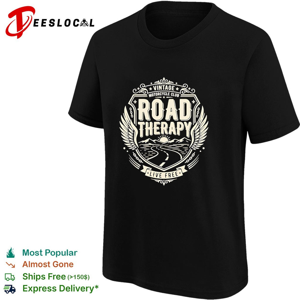 Vintage motorcycle club road therapy live free vintage shirt