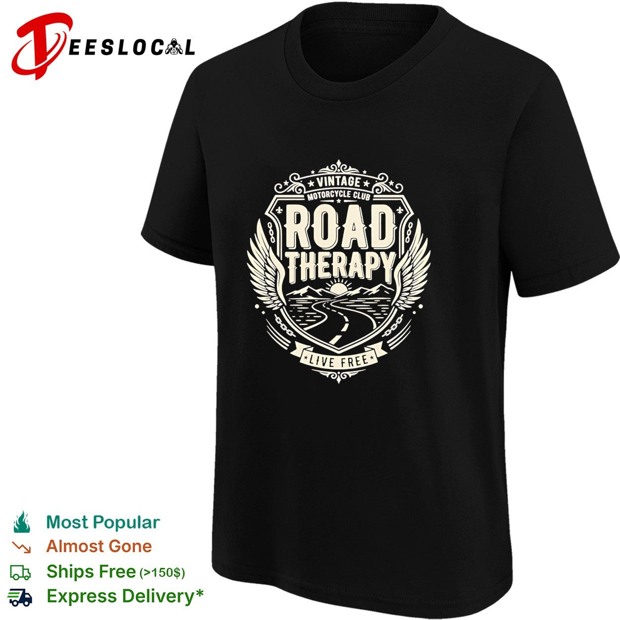 Vintage motorcycle club road therapy live free vintage shirt