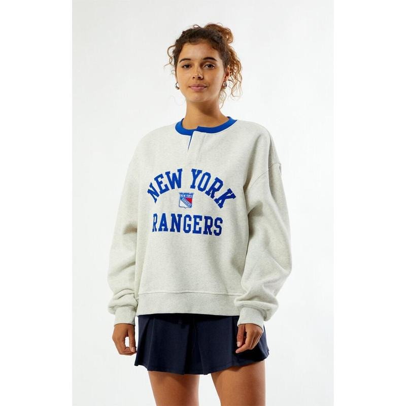 WILD COLLECTIVE Women's x NHL New York Rangers Henley Sweatshirt T-Shirts, Hoodie | PodTeesHub.com