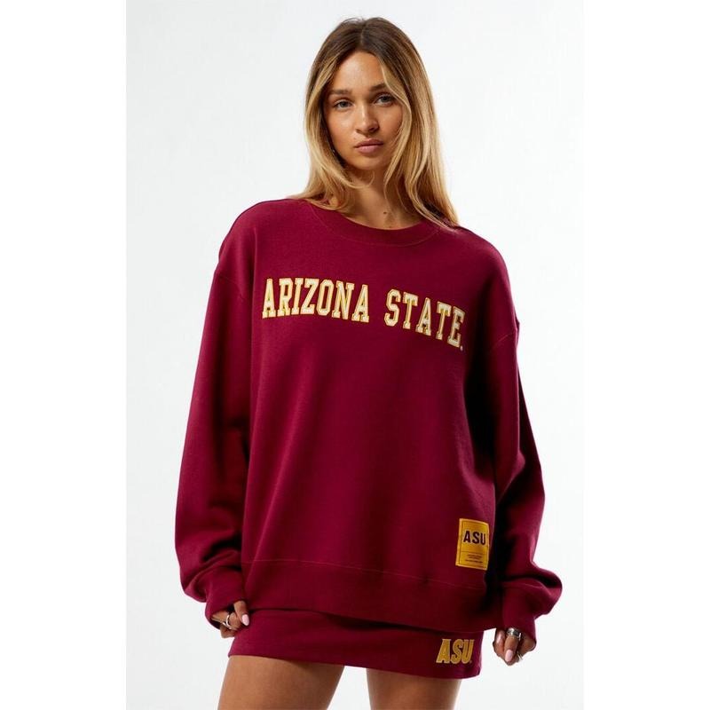 WILD COLLECTIVE Women's x Pacsun ASU Applique Crew Neck Oversized Sweatshirt T-Shirts, Hoodie | PodTeesHub.com