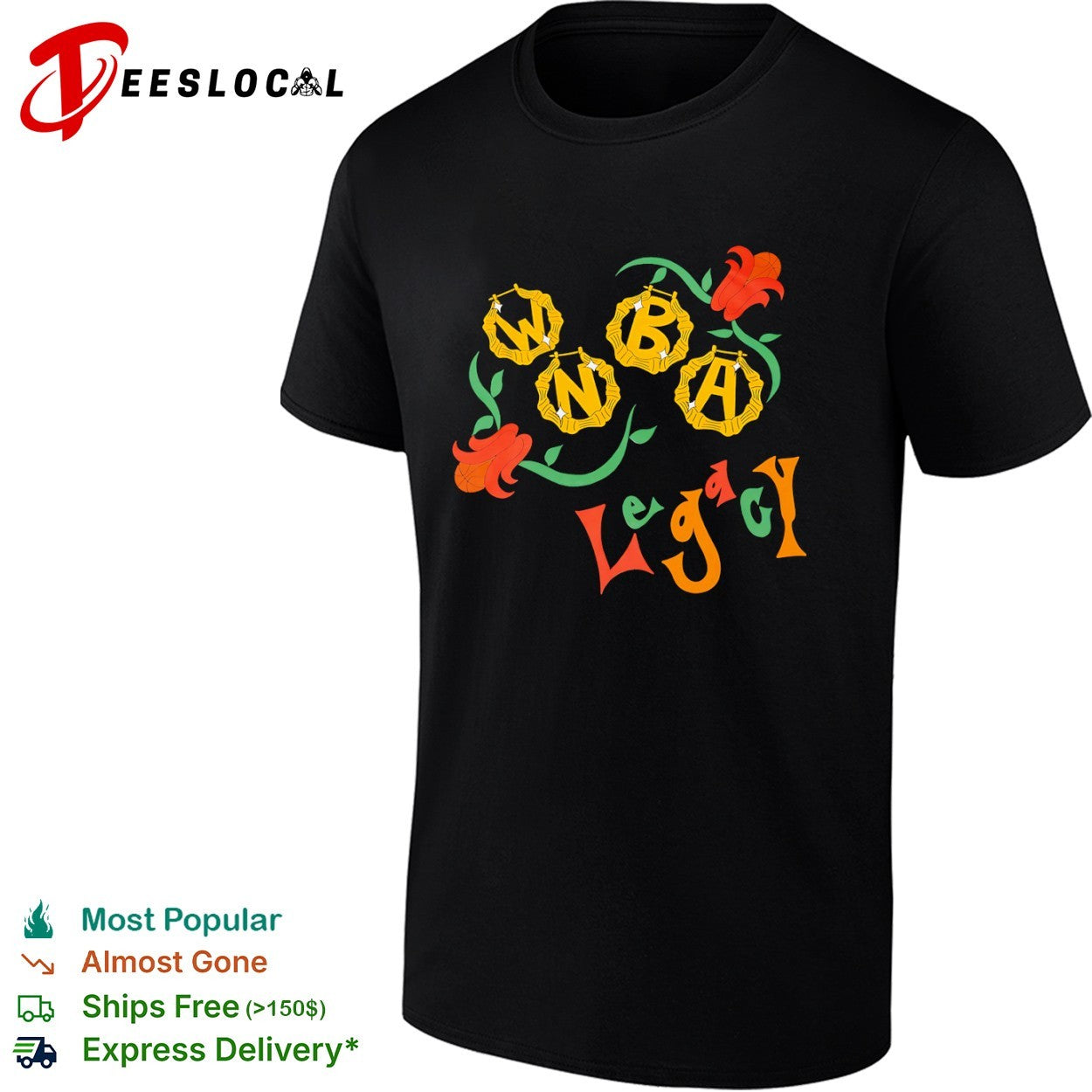WNBA Legacy Bamboo Hoop Earrings Basketball Flower Shirt