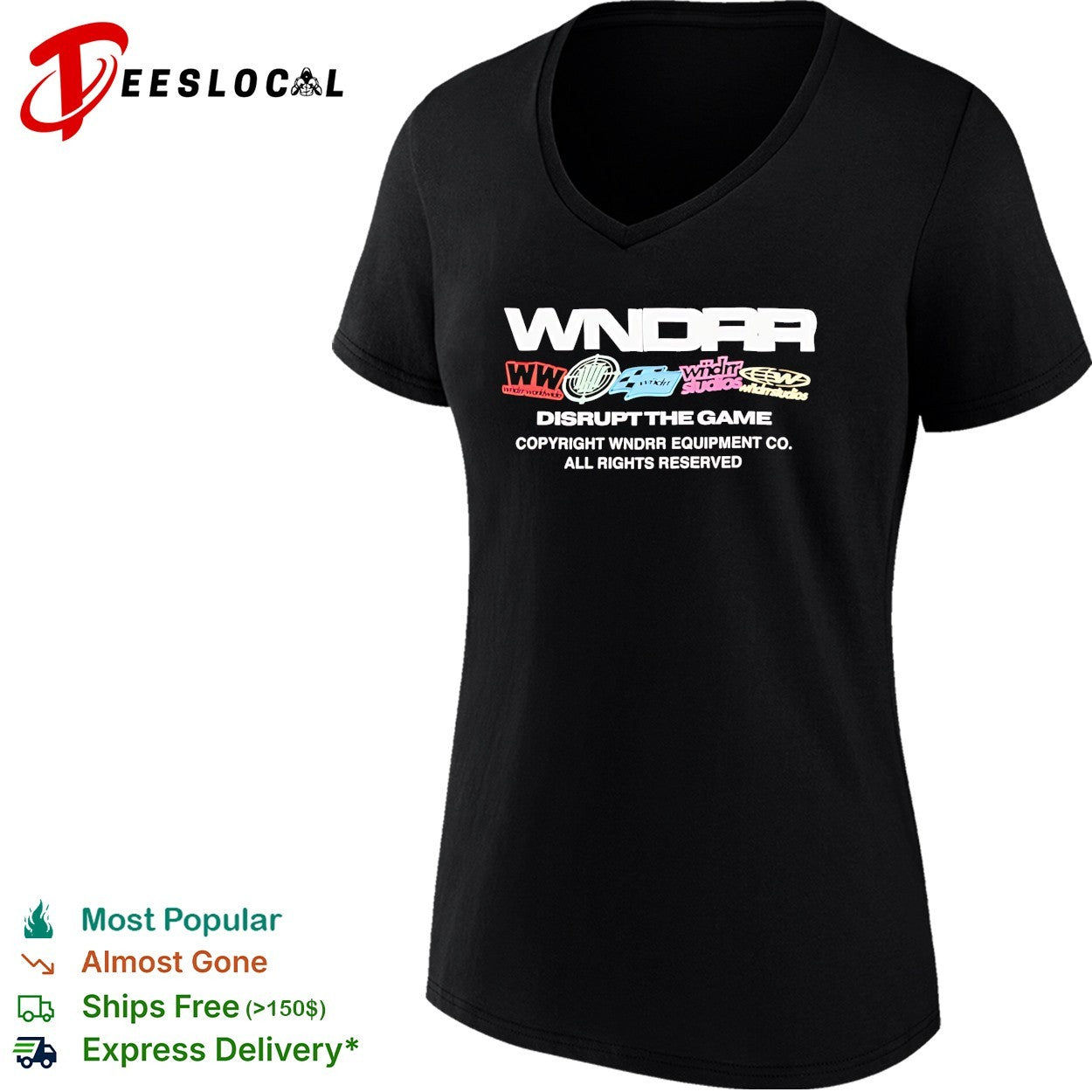 WNDRR Disrupt the Game equipment co sticker logos shirt