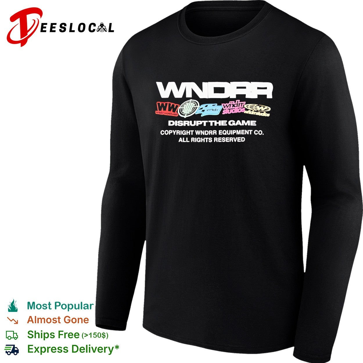 WNDRR Disrupt the Game equipment co sticker logos shirt