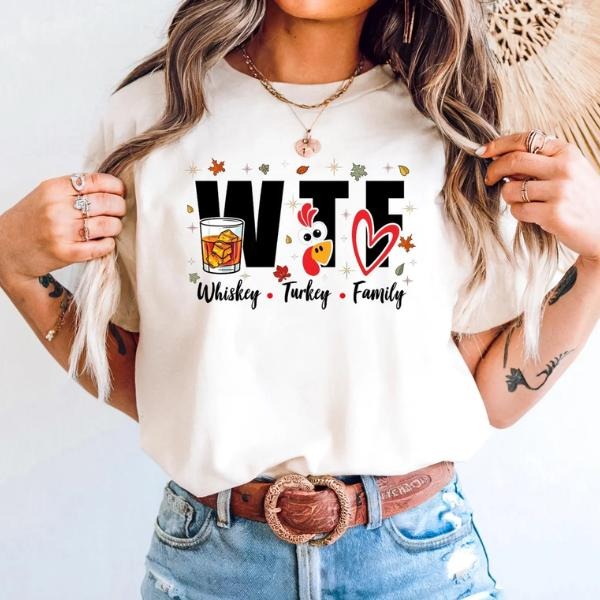 WTF Wine Turkey Family Shirt, Family Thanksgiving Shirt, Turkey Matching Tee Hoodie, Sweatshirt | PodTeesHub.com