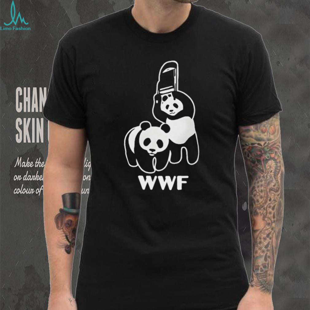 WWF Panda Bear Chainsaw Funny Conservation Humor Graphic T Shirt